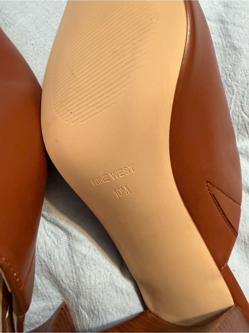 Nine West Cognac Brown Leather Mules - Picture 2 of 2